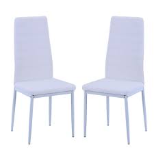 Enjoy your fave takeout at your dining table in these chairs. Vegas Faux Leather White Dining Chair With Metal Frame In Pair