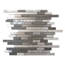 Modamo Stainless Steel Metal And Stone Linear Mosaic Wall Tile Yusrdtshd6 Home Depot Canada Diy Backsplash Mosaic Wall Tiles Diy Kitchen Backsplash