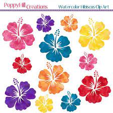 Watercolor Hibiscus Digital Clip Art Red By Poppyhillcreations 5 00 Flower Art Hibiscus Digital Clip Art