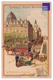 Flower Car Beautiful Victorian Trade Card 1900 10 Advertising Guerin Boutron Paris Florist Market Trade Horse Hitch Ephemera Vintage Quay Vintage Ephemera Victorian Flower Car