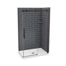 32 x 32 corner shower kit. Maax Utile Corner Shower Kit With Central Drain 48 In X 32 In X 84 In Thunder Grey Dark Bronze 5 Piece Rona