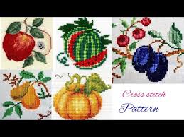 A pdf pattern with black and white symbols a pdf pattern with colored symbols a jpg picture of the painting a. Cross Stitch Embroidery Fruit And Vegetable Patterns Dusutti Fruit And Vegetable Designs Youtube