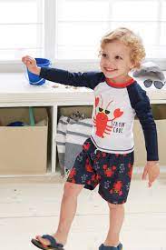 2 Piece Baby And Toddler Boys Lobster Swim Trunks Rashguard Set In 2021 Baby Boy Bathing Suit Baby Boy Swim Trunks Baby Boy Swimsuit