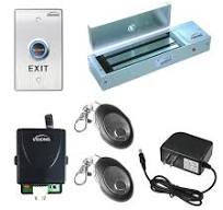 Kit One Door Access Control for Outswinging Door. Magnetic Lock 1200 lbs  (545 kg) of Holding Force + NO TOUCH Request to Exit Button + Wireless ...
