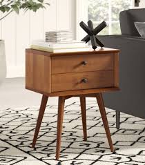 Aliyah 2 Drawer Nightstand In 2020 Mid Century Modern Bedside Table Mid Century Nightstand Side Tables Bedroom