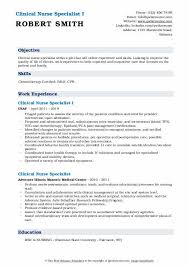 clinical nurse specialist resume