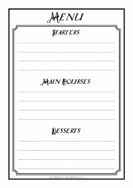 Menu Writing Frames And Printable Page Borders Ks1 Amp Ks2 Sparklebox Inside Blank Menu Temp Menu Template Restaurant Menu Template Printable Menu Template