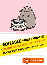 It must turn out delicious! 9 Free Pusheen Cat Birthday Invitations For Edit Customize Print Or Send Via Whatsapp Fiestas Con Ideas