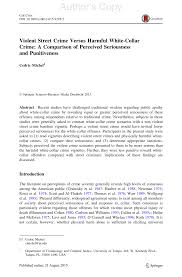 Pdf Violent Street Crime Versus Harmful White Collar Crime A Comparison Of Perceived Seriousness And Punitiveness