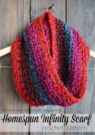 25 knitting projects using handspun yarn, and all of the projects request that you please engage your brain. if you're a knitter who spins, you're going to love all new homespun handknit.and if you're a knitter who hasn't gotten into spinning yet, this book may be just the thing to push you over the edge. Homespun Crochet Infinity Scarf Pattern Hooked On Homemade Happiness