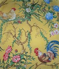 Amazing gallery of interior design and decorating ideas of toile wallpaper in bedrooms, bathrooms by elite interior designers. Scalamandre Chanticleer Rooster Toile Fabric 10 Yards Multi Toile Fabric French Country Fabric Rooster