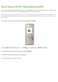Hard Reset SONY ERICSSON K200i ...