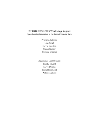 NITRD BDSI-2015 Workshop Report