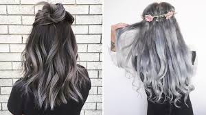 Here we have a textured lob cut with black roots and grey color. The Gray Hair Trend 32 Instagram Worthy Gray Ombre Hairstyles Allure