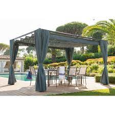 tonnelle de jardin palmeira ardoise 3 x 4 m toit retractable hesperide