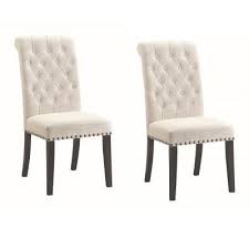 Coaster Home Furnishings Parkins Button Tufting Cream And Rustic Espresso Upholstere In 2020 Tufted Dining Room Chair Side Chairs Dining Dining Room Chairs Upholstered