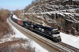 Norfolk Southern Sd70ace Locomotives Lead A Unit Train Through Snowy S Curves Near Huntingdon Pennsylvania Ns Trains In 2020 Norfolk Southern Norfolk Train Pictures