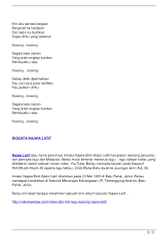 Ada 20 gudang lagu najwa latif raya terbaru, klik salah satu untuk download lagu mudah dan cepat. Lirik Lagu 1 Muharram Detik Permulaan Klewer C