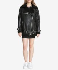 Avec Les Filles Faux Shearling Moto Coat Black Xs Moto Coat Avec Les Filles Coats For Women