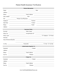 How to verify medical insurance. Printable Health Insurance Verification