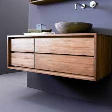Stock meuble sous vasque bois exotique luxe teck salle de image de élégant salle de bain en bois intérieur de la maison des meubles. Meuble Sous Vasque Suspendu En Teck 120 Cm Salle De Bain Tikamoon