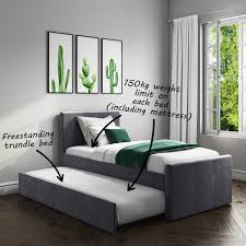 The forty winks bed size guide explains all the bed sizes and their dimensions so you can be sure you're choosing the right bed size and mattress. Layla Velvet Guest Bed In Grey Trundle Bed Included Furniture123