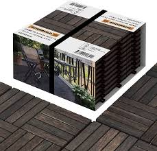 The interlocking tiles have connecting tabs built into them so that they snap into place easily and sturdily. Buy Acacia Hardwood Interlocking Patio Deck Tiles 12 12 Pack Of 10 Easy To Install Floor Tile For Both Indoor Outdoor Use Espresso Online In Vietnam B07z8rk1yl