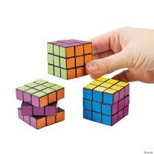 Wondering how people can come up with a rubik's cube solution without even looking? Mini Bright Puzzle Cubes 12 Pc Oriental Trading