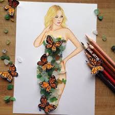 Look At The Butterflies They So Vivid Illustration De Mode Croquis De Robe Dessin De Cheveux