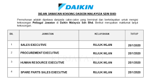 And so on.so suggest you follow daikin malaysia sdn bhdbukit rahman putra sungai. Jawatan Kosong Terkini Daikin Malaysia Pelbagai Kekosongan Jawatan Kerja Kosong Kerajaan Swasta