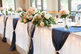 Like The Idea Of The Colored Fabric Gathered Off Of Table Head Table Wedding Head Table Wedding Decorations Wedding Table Linens