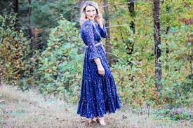 Navy And Gold Star Maxi Dress Outfit Great For Halloween Or The Holidays