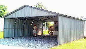 28x31 Enclosed Steel Carport Building Vertical Roof Style