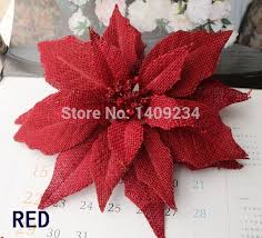 Free Shipping D 23cm Burlap Poinsettia Flowers W Clip W Glitter Artificial Flowers Christmas Tree Christmas Tree Ornaments Christmas Ornaments Felt Flowers Diy