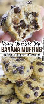 Skinny Chocolate Chip Banana Muffins Recipe Banana Chocolate Chip Muffins Skinny Banana Muffins Healthy Banana Muffins
