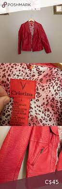 V Cristina Nwot Bright Red Faux Leather Jacket Faux Leather Jackets Coats Jackets Women Leather Jacket