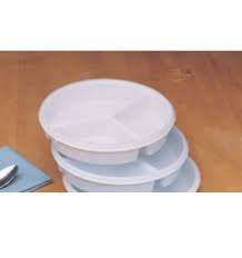 Divided Scoop Dish with Lid :: covered partitioned plate with high sides