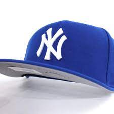 New York Yankees New Era 59fifty Fitted Hat Bright Blue Gray Under Brim Big Apple New Era Caps Ny Yankees Red Under Visor Fitteds Ecapcity