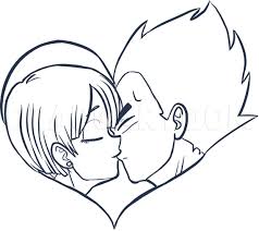 Most dragon ball z characters can be drawn using these basic shapes and proportions. How To Draw Bulma And Vegeta Kissing Dragon Ball Z Step By Step Drawing Guide By Puzzlepieces Dragoart Com