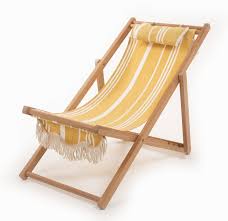 The Sling Chair Vintage Yellow Stripe Sling Chair Outdoor Chairs Beach Chairs