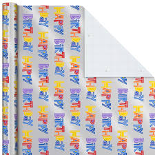 Find & download free graphic resources for birthday wrapping paper. Happy Birthday On Silver Wrapping Paper Roll 22 5 Sq Ft Wrapping Paper Hallmark