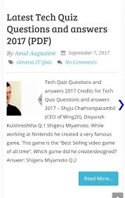 It's time to put your skills to the test! Tech Quiz Club Http Www Itquiz In Tech Quiz Questions Answers 2017 Pdf Facebook