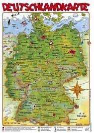 Verwaltungskarte deutschland mit ländern, regierungsbezirken und kreisen. Cartoonlandkarte Deutschland