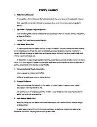 Poetry Glossary For 5th Grade English Spanish Poetry Vocabulary Vocabulary Words Glossary