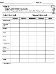 Individual Behavior Chart Or Point Sheet Freebie Self