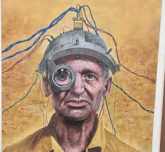 Sold at Auction: Les Edwards, Les Edwards Sci Fi Cover Art Painting