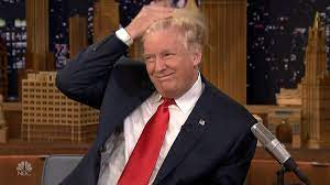 What happened when chat show host Jimmy Fallon met Donald J. Trump? The comedian couldn't resist ruffling the presidential candidate's often mocked hair, of course. | ITV News | Facebook