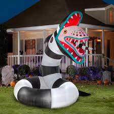 We're getting closer and closer to the spookiest season of the year and if you don't have your outdoor halloween decorations figured out yet, beetlejuice is here to make sure your lawn is. Gemmy 10 Ft Pre Lit Inflatable Animated Sand Worm From Beetlejuice Airblown 220930 The Home Depot Beetlejuice Halloween Halloween Inflatables Halloween Yard Decorations