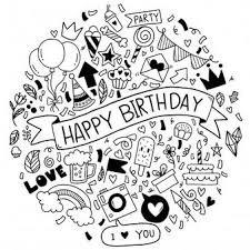 Mao Desenhada Ilustracao Vetorial Feliz Aniversario Ornamentos A Mao Livre Doodle Elementos Festa Desenhada Happy Birthday Drawings Birthday Card Drawing Cute Doodle Art