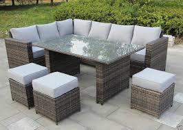 Barcelona 9 Seater Rattan Garden Furniture Dining Set In Brown Modern Design 8 In 2020 Rattan Furniture Set Grey Garden Furniture Rattan Outdoor Furniture